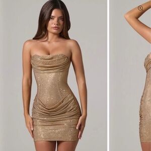Oh Polly Zara Gold Mini Dress